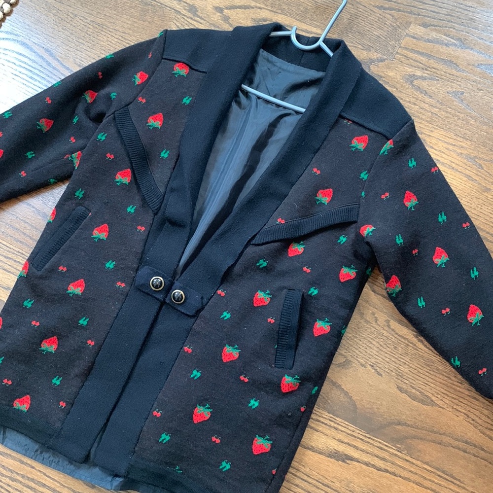 Super cute vintage Strawberry Sweater jacket